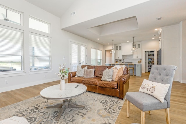 9209 Old Stoney Rd, Ponder, TX 76259 - living room featuring light wood-style flooring and recessed lighting