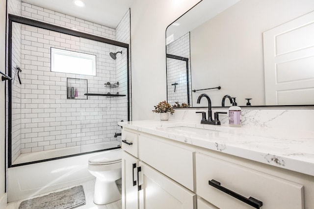 9209 Old Stoney Rd, Ponder, TX 76259 - full bath featuring vanity, bath / shower combo with glass door, and recessed lighting