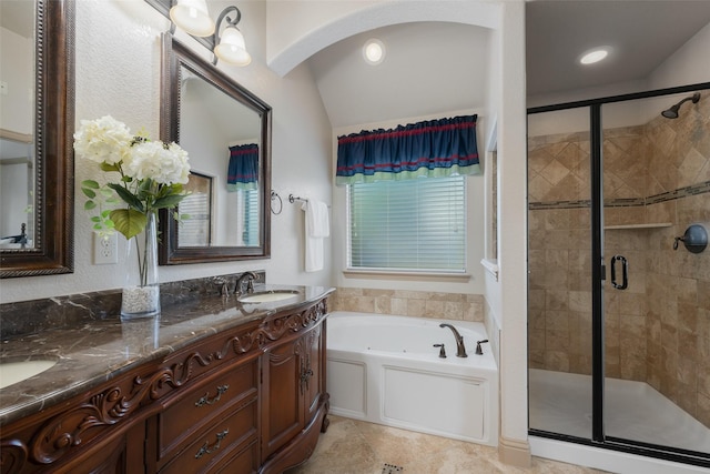 306 Spruce Trl, Forney, TX 75126 - full bath featuring a whirlpool tub, a stall shower, and double vanity