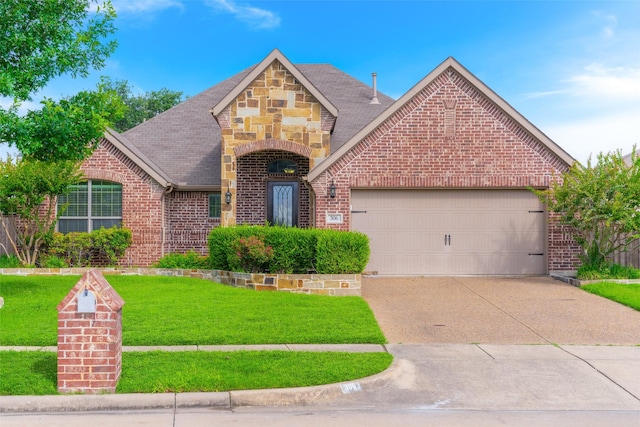 306 Spruce Trl, Forney, TX 75126 - view of front of property featuring brick siding, a garage, concrete driveway, and a front yard