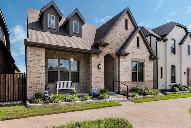 5616 Traveller Dr, North Richland Hills, TX 76180 - view of front of property featuring brick siding, a porch, and roof with shingles