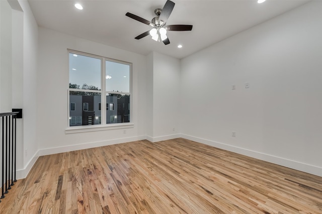 1403 Pueblo St, Dallas, TX 75212 - empty room featuring light wood-style flooring, a ceiling fan, and recessed lighting