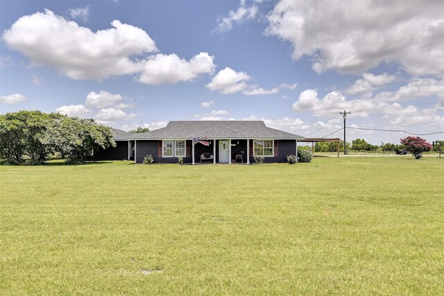 351 Marion Rd, Venus, TX 76084 - view of front of home featuring a front lawn, a porch, an attached carport, and a shingled roof