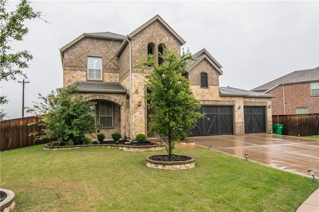 1320 Ponca St, Carrollton, TX 75010 - view of front facade featuring concrete driveway, stone siding, and a garage