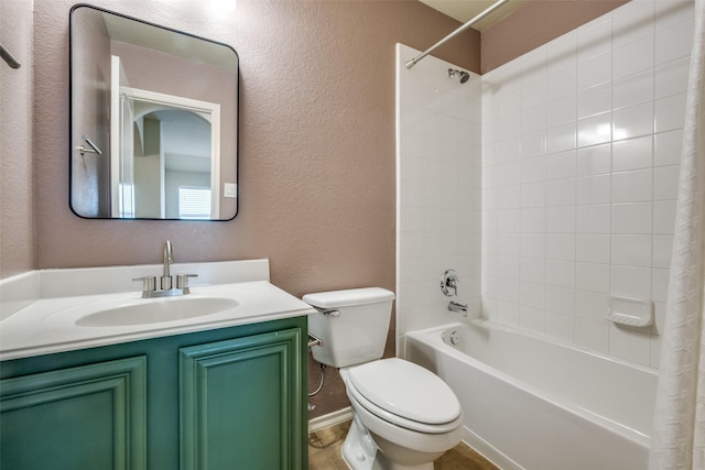 9032 Eagle Dr, Providence Village, TX 76227 - full bathroom featuring a textured wall, shower / bath combo, and vanity