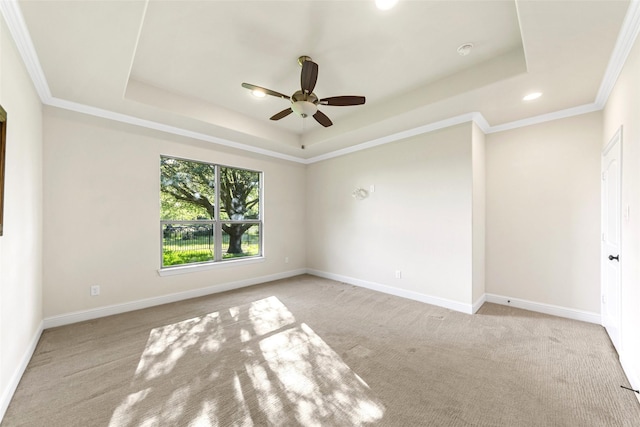 3014 Preston Club Dr, Sherman, TX 75092 - unfurnished room with a raised ceiling, ceiling fan, carpet flooring, crown molding, and recessed lighting