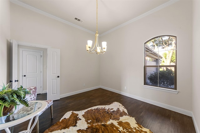 3014 Preston Club Dr, Sherman, TX 75092 - empty room with a chandelier, ornamental molding, and dark wood-style floors