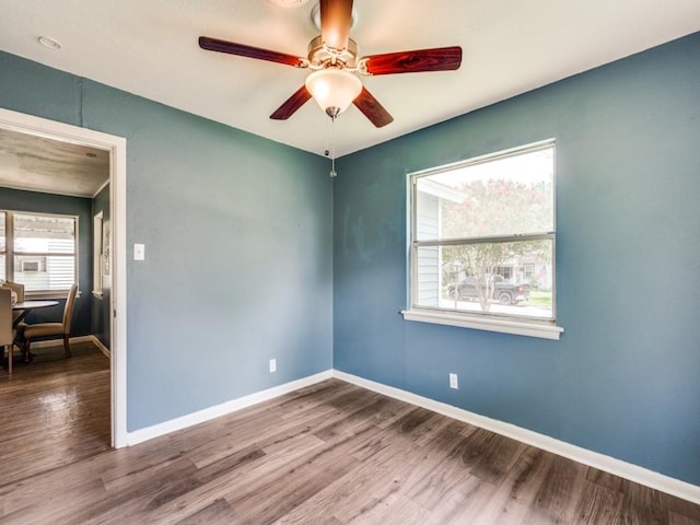5316 Gordon Ave, Fort Worth, TX 76115 - empty room featuring a ceiling fan and wood finished floors