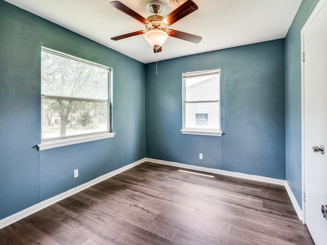 5316 Gordon Ave, Fort Worth, TX 76115 - spare room with healthy amount of natural light, wood finished floors, and a ceiling fan