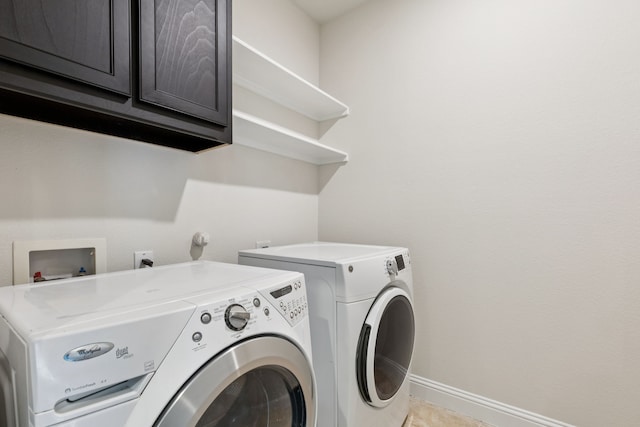 913 Parkside Dr, Argyle, TX 76226 - laundry room with separate washer and dryer and cabinet space