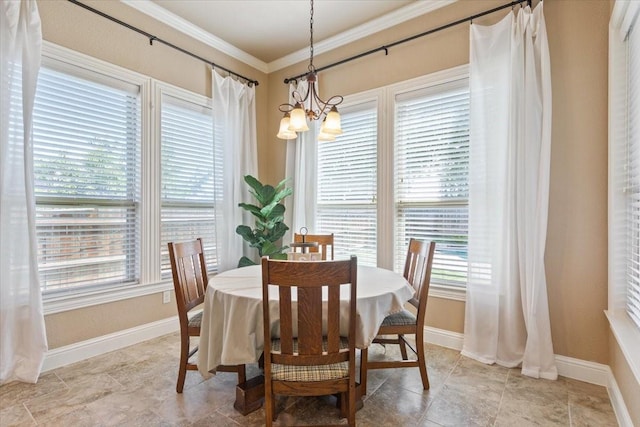 2213 Therese Dr, Waco, TX 76712 - dining room featuring a chandelier and ornamental molding