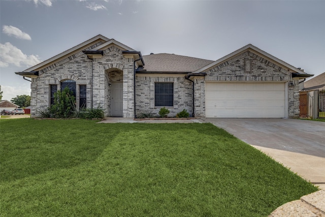 6414 Seaford Rd, Arlington, TX 76001 - french country style house with driveway, a front lawn, and an attached garage