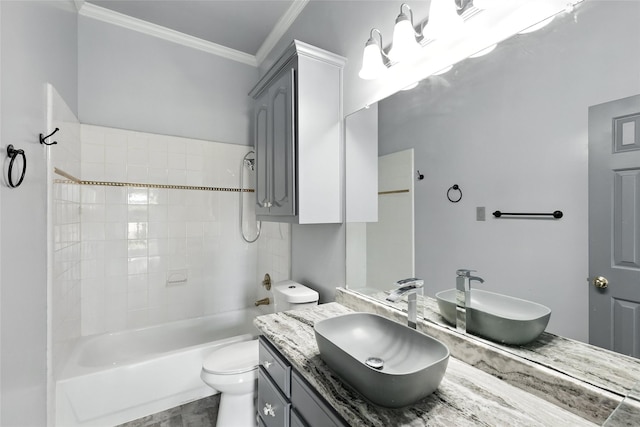 8301 Concord Dr, Rowlett, TX 75089 - full bath with crown molding, vanity, and bathtub / shower combination
