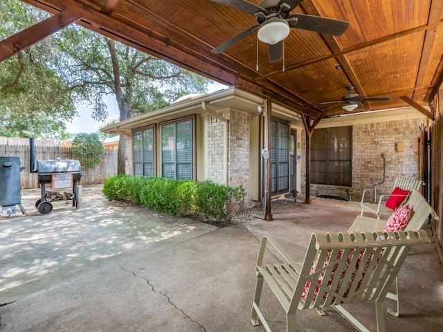 713 Bordner Dr, Lancaster, TX 75146 - view of patio with ceiling fan and grilling area