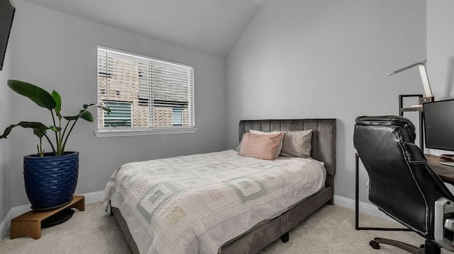 3513 Holly Rd, Melissa, TX 75454 - carpeted bedroom featuring lofted ceiling and a desk