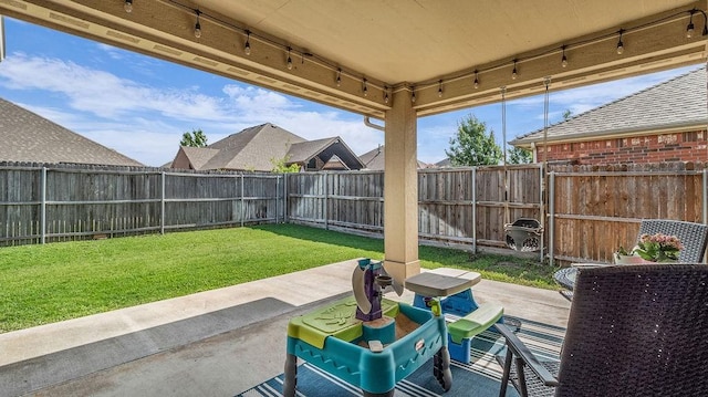 3513 Holly Rd, Melissa, TX 75454 - fenced backyard with a patio area