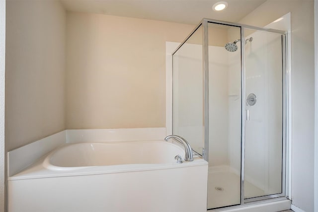 5831 Melanie Ct, Fort Worth, TX 76131 - bathroom with a stall shower, a garden tub, and recessed lighting