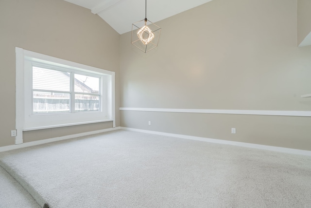 3733 Magnolia Dr, Grand Prairie, TX 75052 - carpeted spare room featuring baseboards and high vaulted ceiling