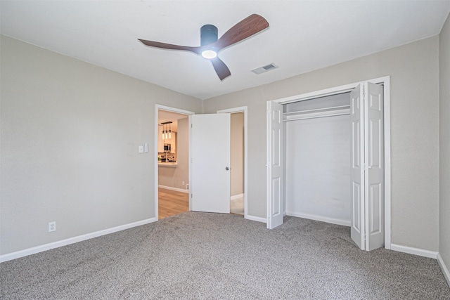 5307 Kelly Elliott, Arlington, TX 76017 - unfurnished bedroom featuring carpet flooring, a closet, and a ceiling fan