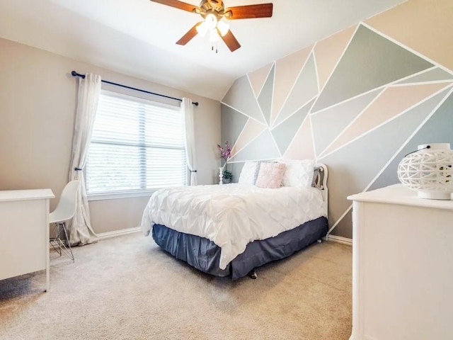 301 Komron Ct, Prosper, TX 75078 - bedroom with carpet, lofted ceiling, and a ceiling fan