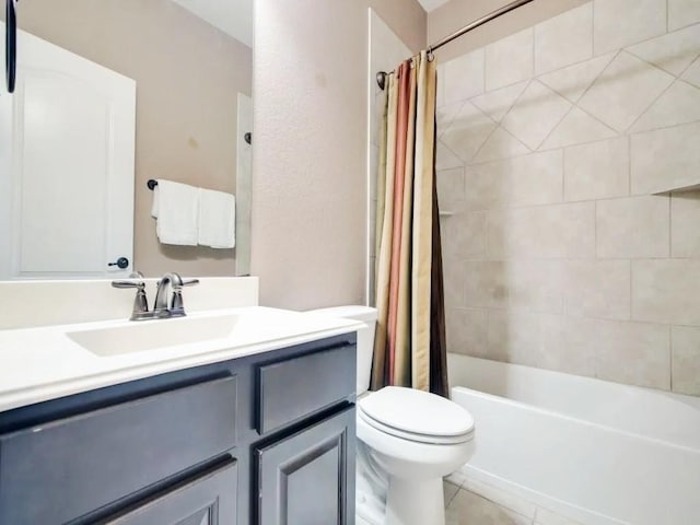 301 Komron Ct, Prosper, TX 75078 - full bathroom featuring vanity, shower / tub combo with curtain, and tile patterned floors