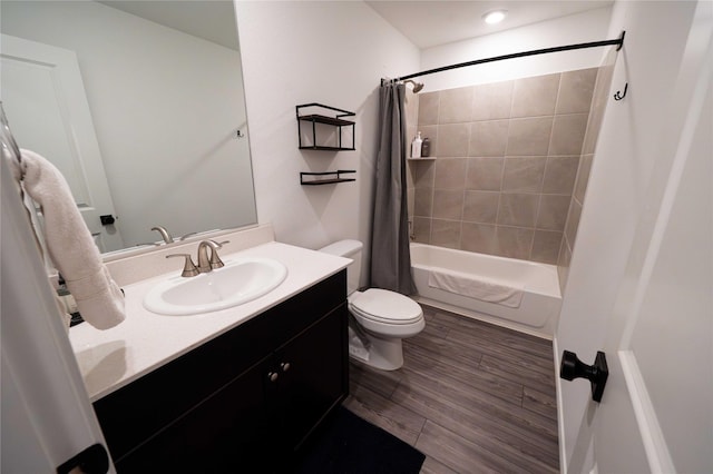 3117 Harper St, Little Elm, TX 75068 - bathroom with vanity, shower / bath combination with curtain, and wood finished floors