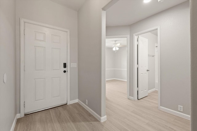 1909 Morning Dove, Aubrey, TX 76227 - entryway with light wood-type flooring and ceiling fan