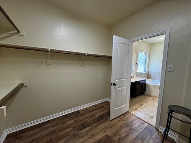 205 Boardwalk Ave, Waxahachie, TX 75165 - spacious closet featuring dark wood-type flooring and a sink