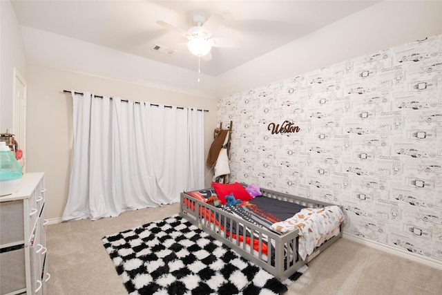 12720 Outlook Ave, Fort Worth, TX 76244 - bedroom with light carpet and ceiling fan