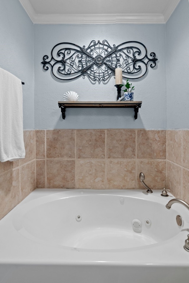 5807 Shady Hill Ln, Arlington, TX 76016 - full bath with a tub with jets and crown molding