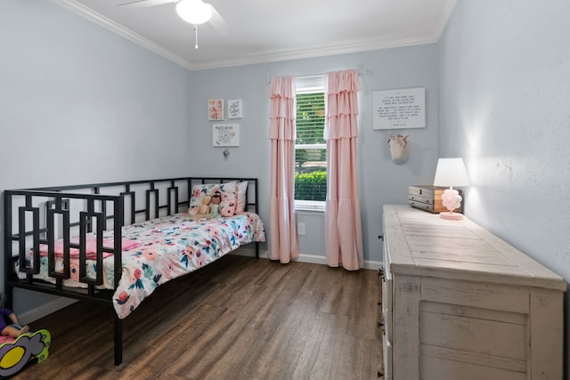 5807 Shady Hill Ln, Arlington, TX 76016 - bedroom with wood finished floors, crown molding, and ceiling fan