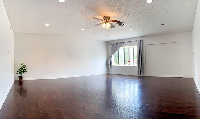 509 Cambridge, Richardson, TX 75080 - unfurnished room with a ceiling fan, a textured ceiling, recessed lighting, and wood finished floors