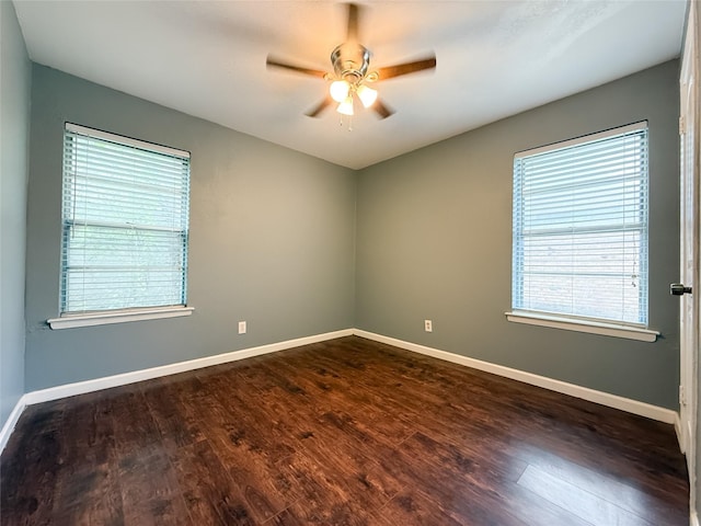 509 Cambridge, Richardson, TX 75080 - spare room with healthy amount of natural light, a ceiling fan, and dark wood-style flooring