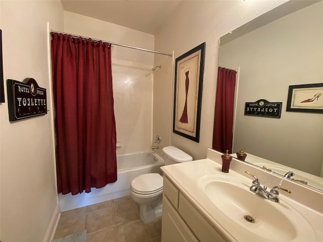 740 Bridgeport Ln, Prosper, TX 75078 - bathroom featuring vanity, shower / bath combination with curtain, and tile patterned floors