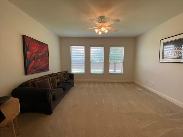 740 Bridgeport Ln, Prosper, TX 75078 - living room with a ceiling fan and light colored carpet