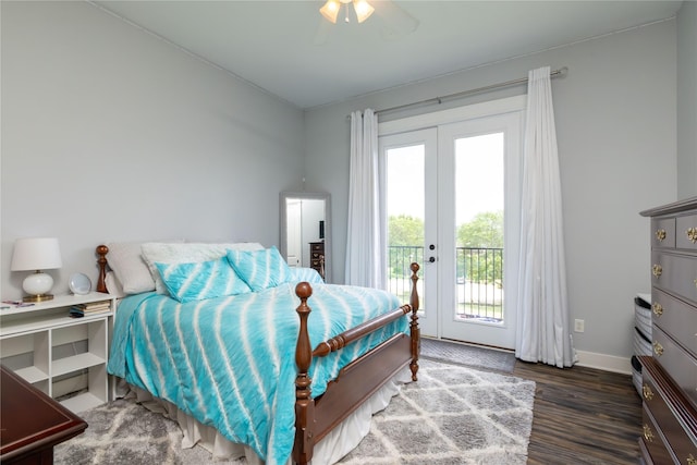 100 Redtail Hawk Dr, Aledo, TX 76008 - bedroom featuring access to outside, wood finished floors, and ceiling fan