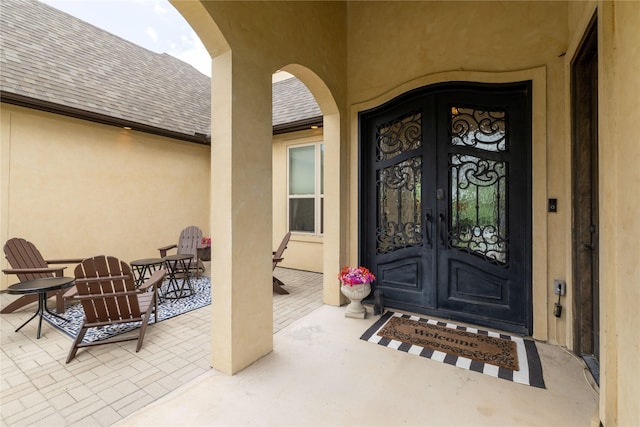 100 Redtail Hawk Dr, Aledo, TX 76008 - property entrance featuring french doors and stucco siding