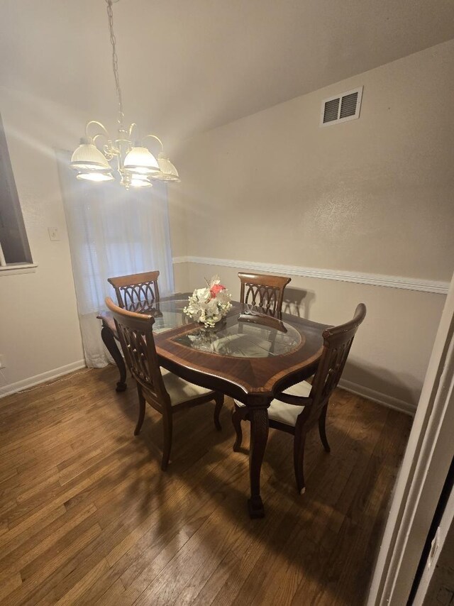 3916 Kushla Ave, Dallas, TX 75216 - dining room featuring a chandelier and dark wood-type flooring