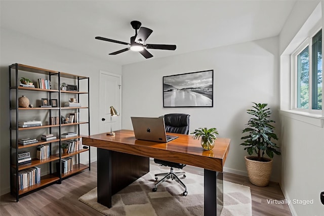 6401 Simmons Rd, North Richland Hills, TX 76182 - office featuring wood finished floors and ceiling fan