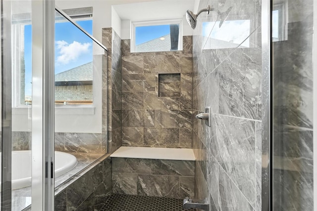 13868 Dorset Ln, Frisco, TX 75035 - full bathroom with tiled shower and a bathtub