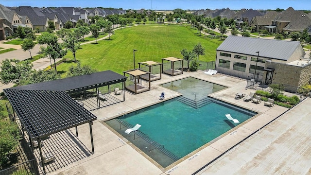 13868 Dorset Ln, Frisco, TX 75035 - community pool featuring a residential view, a patio, and a gazebo