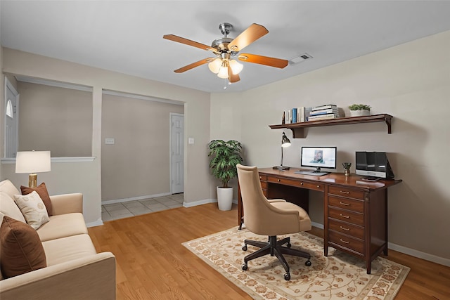 5308 Wentworth St, Fort Worth, TX 76132 - home office with light wood finished floors and a ceiling fan