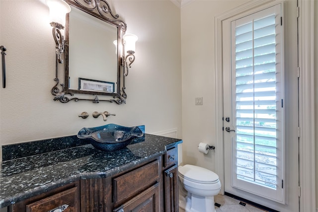 2521 Fair Oaks Ln, Prosper, TX 75078 - bathroom with vanity and ornamental molding