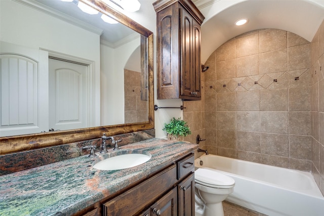 2521 Fair Oaks Ln, Prosper, TX 75078 - full bathroom with vanity, crown molding, and bathtub / shower combination