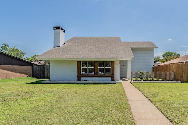 3509 Brook Glen Dr, Garland, TX 75044 - view of front of home featuring a chimney, a shingled roof, and brick siding
