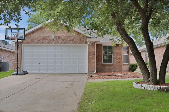 8805 Highland Orchard Dr, Fort Worth, TX 76179 - view of front of property featuring brick siding, concrete driveway, a garage, and a front yard