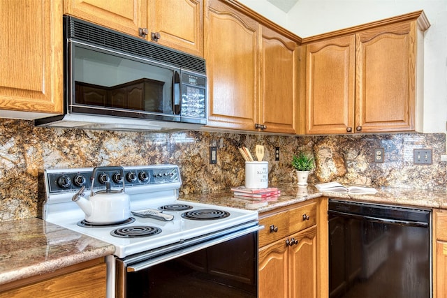 3104 Park Garden Pl, Richardson, TX 75082 - kitchen featuring black appliances and decorative backsplash