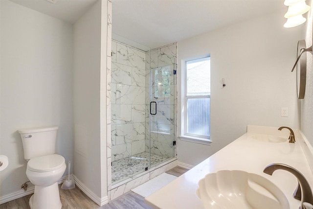 692 High Crest Dr, Azle, TX 76020 - full bathroom with wood finished floors, a marble finish shower, and double vanity