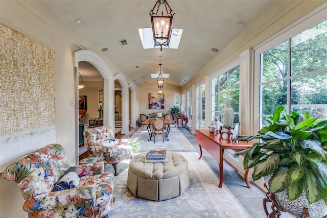 5930 Desco Dr, Dallas, TX 75225 - sunroom with arched walkways and vaulted ceiling