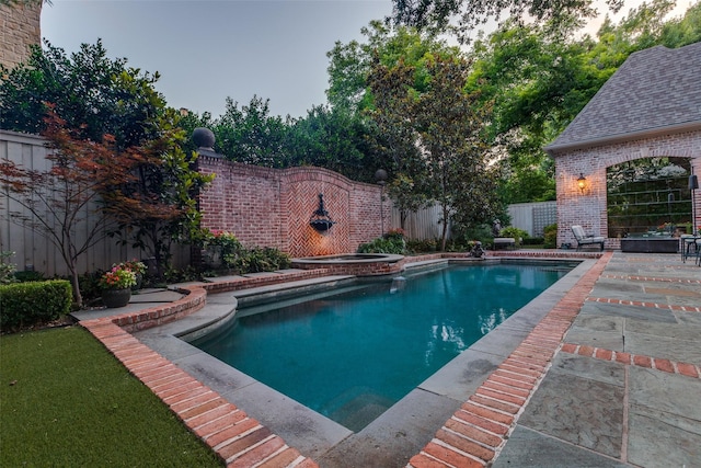 5930 Desco Dr, Dallas, TX 75225 - view of pool with a fenced backyard, a patio, and a pool with connected hot tub